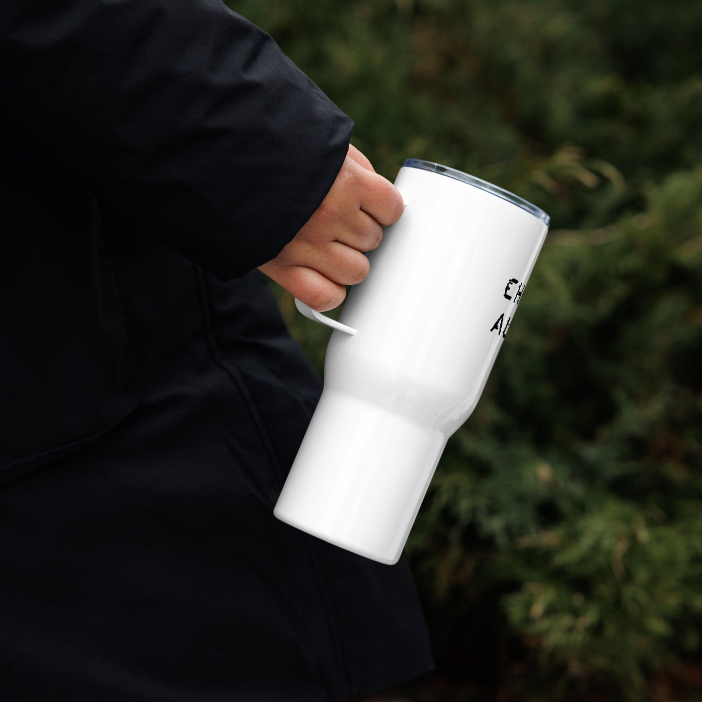 Change The Algorithm Travel mug with a handle